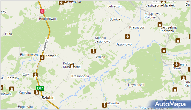 mapa Wolne, Wolne na mapie Targeo