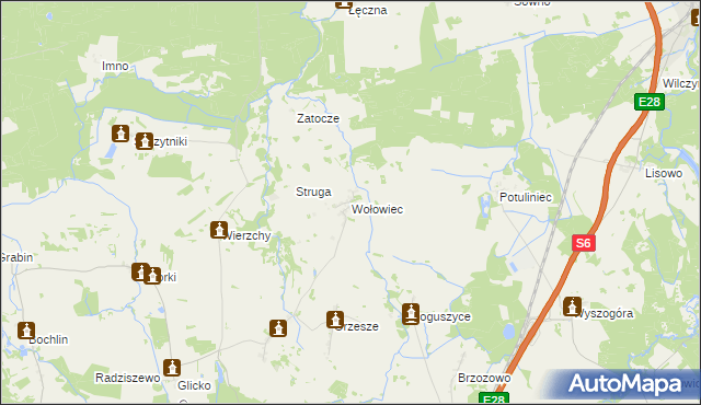 mapa Wołowiec gmina Nowogard, Wołowiec gmina Nowogard na mapie Targeo