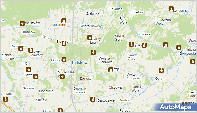 mapa Wolska Dąbrowa, Wolska Dąbrowa na mapie Targeo