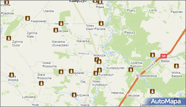 mapa Wołucza, Wołucza na mapie Targeo