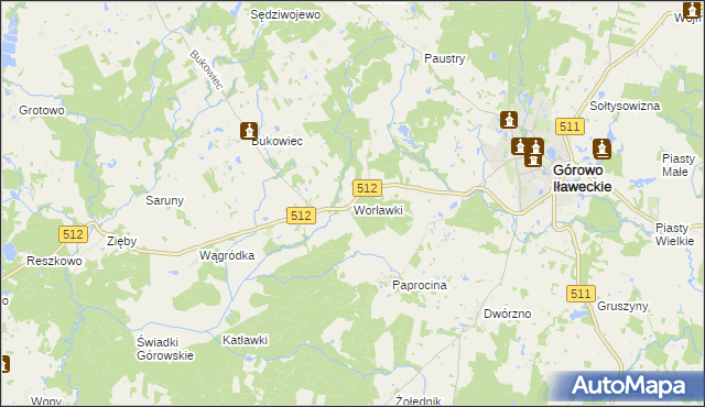 mapa Worławki gmina Górowo Iławeckie, Worławki gmina Górowo Iławeckie na mapie Targeo