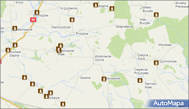 mapa Woskowice Górne, Woskowice Górne na mapie Targeo