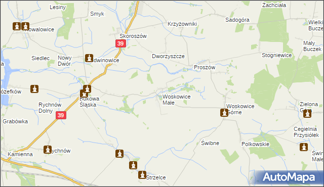 mapa Woskowice Małe, Woskowice Małe na mapie Targeo