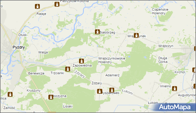 mapa Wrąbczynkowskie Holendry, Wrąbczynkowskie Holendry na mapie Targeo