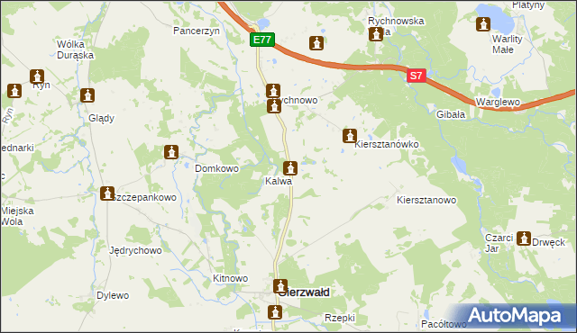 mapa Wróble gmina Grunwald, Wróble gmina Grunwald na mapie Targeo