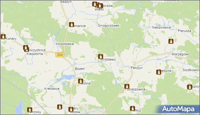 mapa Wróblewo gmina Wołów, Wróblewo gmina Wołów na mapie Targeo