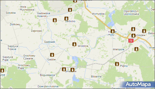 mapa Wróblina, Wróblina na mapie Targeo