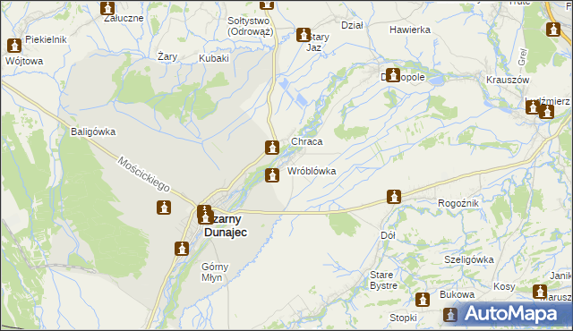 mapa Wróblówka gmina Czarny Dunajec, Wróblówka gmina Czarny Dunajec na mapie Targeo