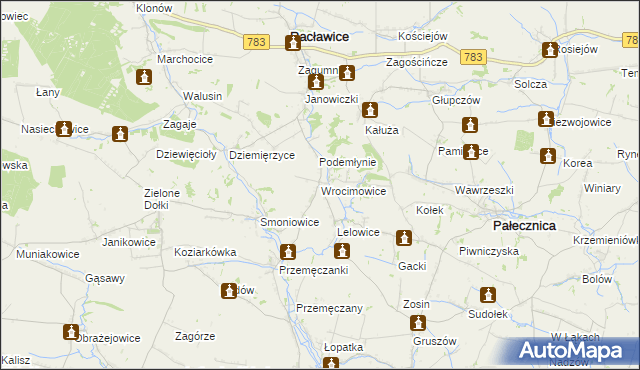 mapa Wrocimowice, Wrocimowice na mapie Targeo