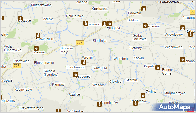 mapa Wroniec, Wroniec na mapie Targeo