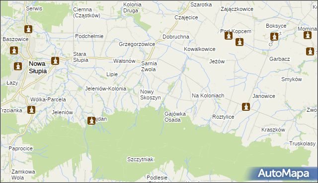 mapa Wronów gmina Waśniów, Wronów gmina Waśniów na mapie Targeo