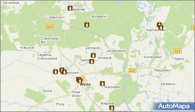 mapa Wrzeście gmina Wicko, Wrzeście gmina Wicko na mapie Targeo