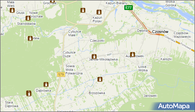 mapa Wrzosówka gmina Czosnów, Wrzosówka gmina Czosnów na mapie Targeo