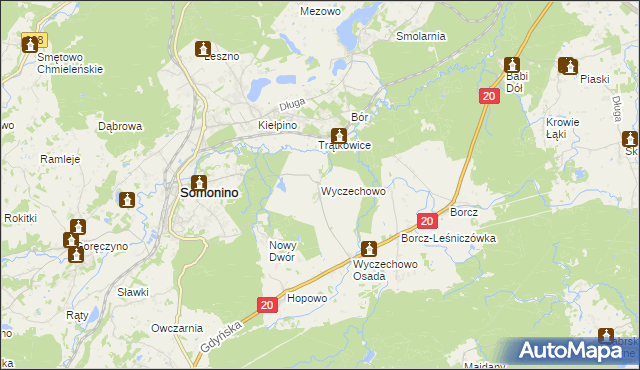 mapa Wyczechowo, Wyczechowo na mapie Targeo