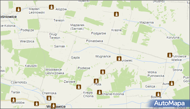 mapa Wygnańce, Wygnańce na mapie Targeo