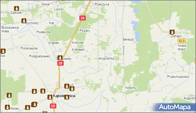 mapa Wygnanka gmina Kąkolewnica, Wygnanka gmina Kąkolewnica na mapie Targeo