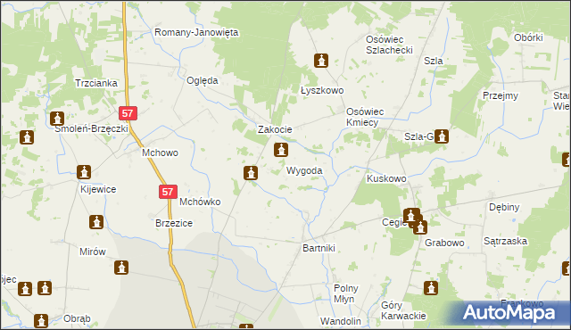 mapa Wygoda gmina Przasnysz, Wygoda gmina Przasnysz na mapie Targeo