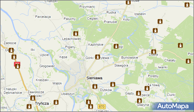 mapa Wylewa, Wylewa na mapie Targeo