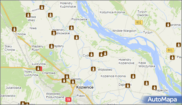 mapa Wymysłów gmina Kozienice, Wymysłów gmina Kozienice na mapie Targeo