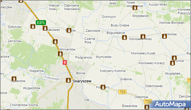 mapa Wymysłów gmina Skaryszew, Wymysłów gmina Skaryszew na mapie Targeo