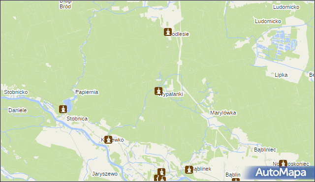 mapa Wypalanki gmina Oborniki, Wypalanki gmina Oborniki na mapie Targeo