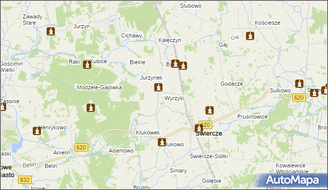 mapa Wyrzyki gmina Świercze, Wyrzyki gmina Świercze na mapie Targeo