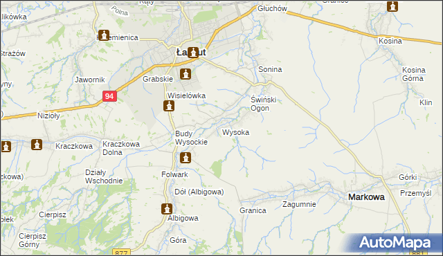 mapa Wysoka gmina Łańcut, Wysoka gmina Łańcut na mapie Targeo