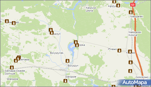 mapa Wysoka gmina Międzyrzecz, Wysoka gmina Międzyrzecz na mapie Targeo