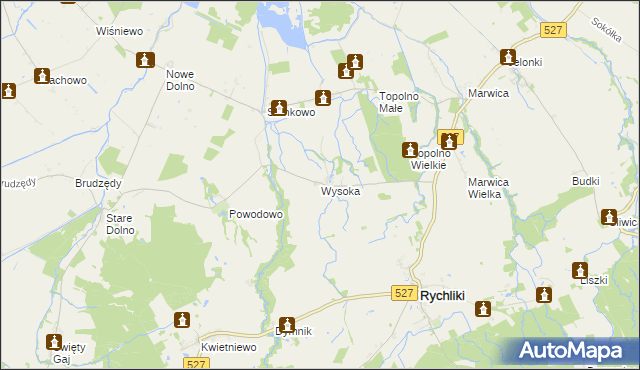 mapa Wysoka gmina Rychliki, Wysoka gmina Rychliki na mapie Targeo