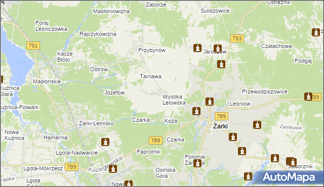 mapa Wysoka Lelowska, Wysoka Lelowska na mapie Targeo