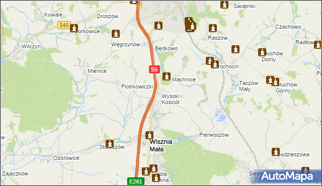 mapa Wysoki Kościół, Wysoki Kościół na mapie Targeo