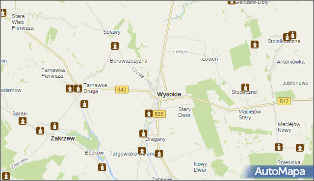 mapa Wysokie powiat lubelski, Wysokie powiat lubelski na mapie Targeo