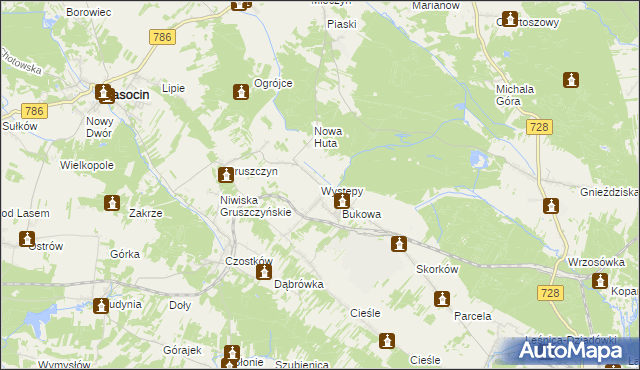 mapa Występy, Występy na mapie Targeo