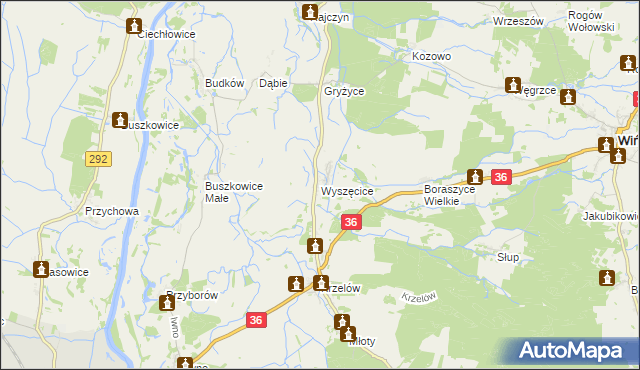 mapa Wyszęcice, Wyszęcice na mapie Targeo