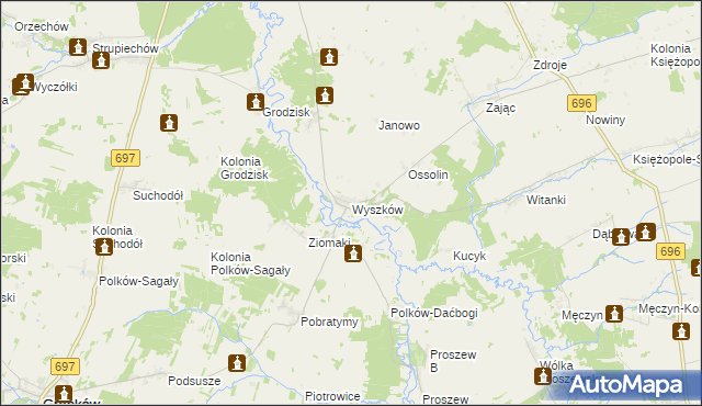 mapa Wyszków gmina Liw, Wyszków gmina Liw na mapie Targeo