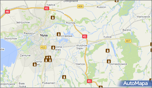 mapa Wyszków Śląski, Wyszków Śląski na mapie Targeo