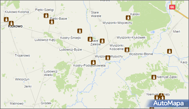 mapa Wyszonki-Wypychy, Wyszonki-Wypychy na mapie Targeo