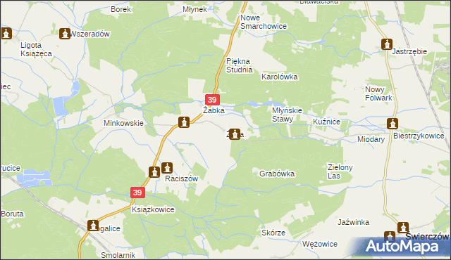 mapa Żaba, Żaba na mapie Targeo