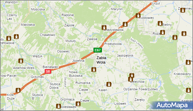 mapa Żabia Wola powiat grodziski, Żabia Wola powiat grodziski na mapie Targeo
