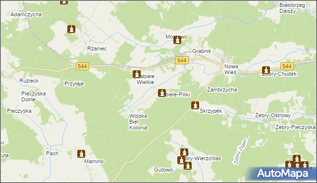 mapa Zabiele-Piliki, Zabiele-Piliki na mapie Targeo