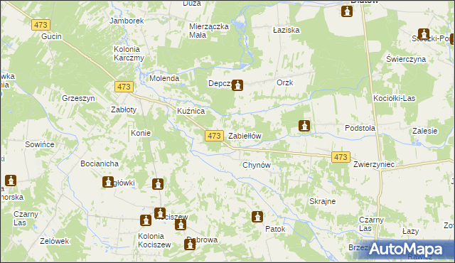 mapa Zabiełłów, Zabiełłów na mapie Targeo