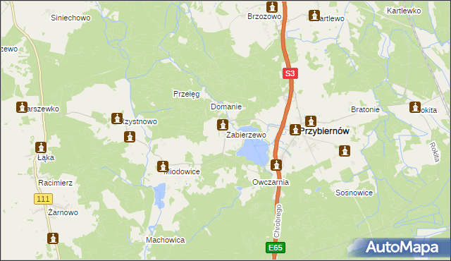 mapa Zabierzewo, Zabierzewo na mapie Targeo