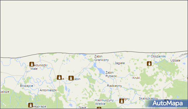 mapa Żabin Graniczny, Żabin Graniczny na mapie Targeo