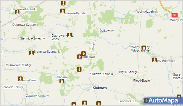 mapa Żabiniec gmina Klukowo, Żabiniec gmina Klukowo na mapie Targeo