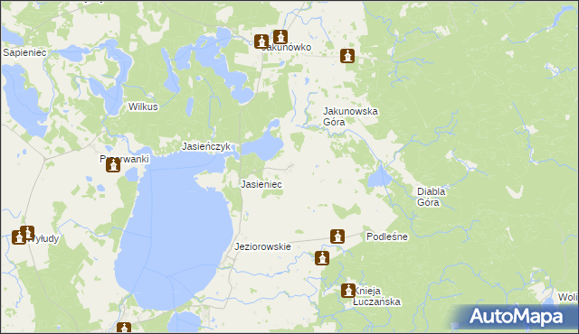 mapa Żabinka gmina Kruklanki, Żabinka gmina Kruklanki na mapie Targeo