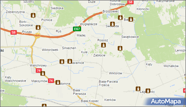 mapa Zabłocie gmina Biała, Zabłocie gmina Biała na mapie Targeo