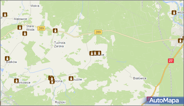 mapa Zabłocie gmina Jasień, Zabłocie gmina Jasień na mapie Targeo