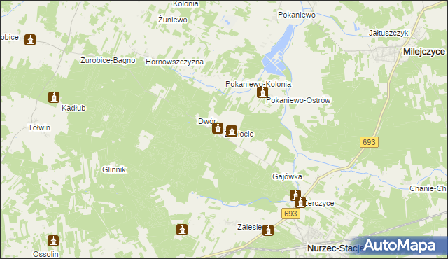 mapa Zabłocie gmina Nurzec-Stacja, Zabłocie gmina Nurzec-Stacja na mapie Targeo