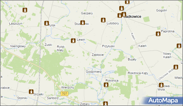 mapa Zabłocie gmina Sadkowice, Zabłocie gmina Sadkowice na mapie Targeo