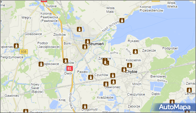 mapa Zabłocie gmina Strumień, Zabłocie gmina Strumień na mapie Targeo